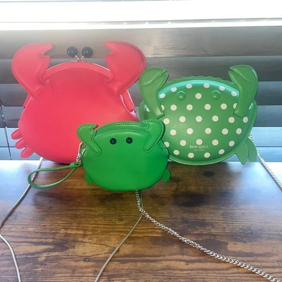 Kate Spade Shelly Green & Red Crabs Crossbody with Coin Purse, limited edition - Picture 1 of 9